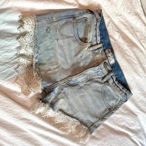 Free People Lace Jean Shorts